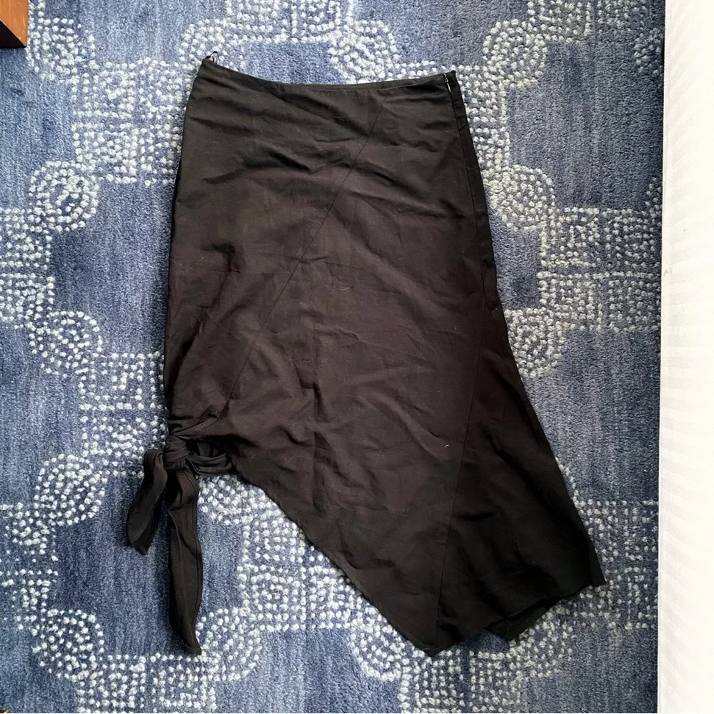 🖤 ZARA BOHO BLACK ASYMMETRICAL SIDE TIE HIGH WAIST MIDI SKIRT! - Picture 6 of 13